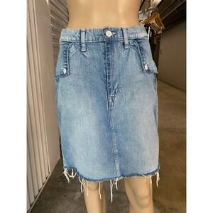 GAP Denim Skirt Women's Size 8 29 Tall Light Wash Frayed Hem Mini Pencil